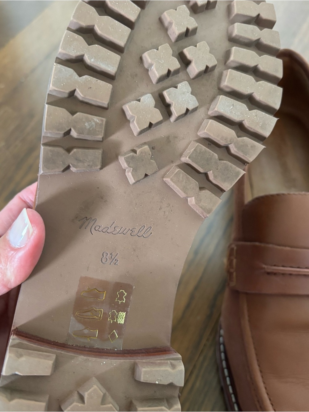 Madewell Corrine Tan Leather Lug-Sole Women's Penny Loafers - Picture 6 of 6